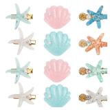 12 Pieces Shell Pearl Starfish Hair Clip Set, Catcan Seashell Hair Clips Starfish Alligator Clips for Women Headwear Styling Tools Accessories (classic style)