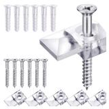 Blulu 20 Pack Mirror Holder Clips for 6 mm in (6/25) Glass Mirror Hanging Kit for Wall Mounting Hanging Retainer Fasteners with Screw and Anchors for Fixing Cabinet Door(Classic Style)