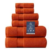 COZYART Burnt Orange Bath Towel Set for Bathroom Turkish Cotton Thick Soft Absorbent Durable 650 GSM Towel Sets of 6, 2 Large Bath Towels, 2 Hand Towels, 2 Washclothes