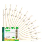 120pcs White Pearl Cocktail Picks Fancy Fruit Sticks Long Decorative Toothpicks Sandwich Food Skewers, 4.7\", Disposable, Made of Bamboo, for Appetizer Charcuterie Garnishing Party Supplies
