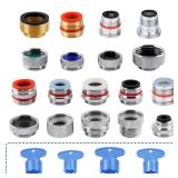 iFealClear 18 Pcs Brass Faucet Adapter Kit, Kitchen Sink Aerator Adapters with 4 Pcs Removal Wrench Tools, Male Female Connectors for Faucet with Removable Aerators to Water Filter, Garden Hose, Rv