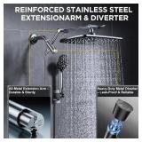 Veken Wide Rain Shower Head with Handheld, High Pressure Rainfall Showerhead Combo with Arm for Bathroom Accessories, Home Decor, Detachable Dual Shower with Multi Modes Handheld Spray, Silver Chrome