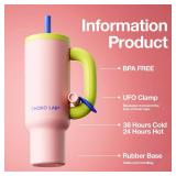 CHAKO LAB BaWang Insulated Stainless Steel Tumbler | Tumbler with Handle and Straw 33oz | Cup Holder Friendly for Travel | Leakproof Water Bottle | BPA-Free | 316 stainless steel liner| pinkï¼gree