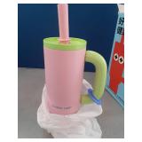 CHAKO LAB BaWang Insulated Stainless Steel Tumbler | Tumbler with Handle and Straw 33oz | Cup Holder Friendly for Travel | Leakproof Water Bottle | BPA-Free | 316 stainless steel liner| pinkï¼gree