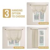 H.VERSAILTEX Tie Up Linen Curtains 63 Inch Length Nature Linen Textured Privacy Curtain Multi Hanging Ways Shade Balloon Window Shade Rod Pocket Casual Curtain - 42x63 - Ivory