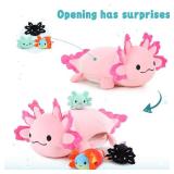 MaoGoLan Giant Axolotl Plush with 3 Babies Inside-23.5\" Large Ultra Soft Stuffed Animals Throw Pillow-Squishy Plush Collection Gift for Axolotl Lover,Kids,Teens