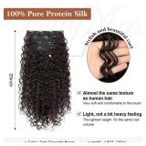 Clip in Hair Extensions, FLUFYMOOZ 4PC 100ï¼ Pure Protein Silk Hair Extensions Long Soft Natural Hairpiece 20 Inch Curly Hair Extension for Women (Dark Chocolate Brown)