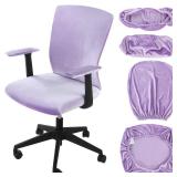 Tallew 4 Pcs Office Chair Covers Set Computer Universal Protective Stretchable Chair Seat Covers Desk Armrest Slipcovers Pads Office Cushion Backrest for Rotating(Purple)