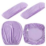 Tallew 4 Pcs Office Chair Covers Set Computer Universal Protective Stretchable Chair Seat Covers Desk Armrest Slipcovers Pads Office Cushion Backrest for Rotating(Purple)