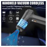 DERJLY Handheld Vacuum Cleaner Car Cordless: Mini Rechargeable Hand Vacuum with Powerful Suction - Wireless Portable Small Vacuum for Carpet Car - Black