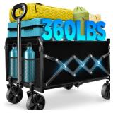 Wagons Carts Foldable - Collapsible Wagon Cart with Wheels Foldable - Utility Folding Wagon Cart for Sports Camping Grocery, Black