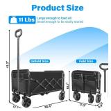 Wagons Carts Foldable - Collapsible Wagon Cart with Wheels Foldable - Utility Folding Wagon Cart for Sports Camping Grocery, Black