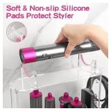 Storage Holder Compatible with Dyson Airwrap Styler Accessories, Acrylic 6 Holes Countertop Organizer Stand, Desktop Organizer for Storage Long Barrel Attachments for Bathroom