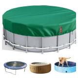 LXKCKJ 15 Ft Round Pool Cover, Solar Covers for Above Ground Pools, Inground Pool Cover Protector with Drawstring Design Increase Stability, Hot Tub Cover Ideal for Waterproof and Dustproof (Green)