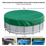LXKCKJ 15 Ft Round Pool Cover, Solar Covers for Above Ground Pools, Inground Pool Cover Protector with Drawstring Design Increase Stability, Hot Tub Cover Ideal for Waterproof and Dustproof (Green)
