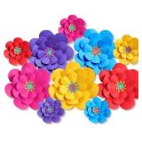 Mooliwe 10 Set Mexican Paper Flowers Decorations for Wall DIY Fiesta Bulletin Board 3D Handcrafted Paper Flowers Backdrop Decoration for Mexican and Holiday Party (Classic)