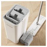 JOYMOOP Mop and Bucket Set with Wringer, Flat Mops for Floor Cleaning, Wall Mop Cleaner with Long Handle, Hardwood Floor Mop with 4 Microfiber Pads