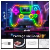 Gamer Neon Sign, LED Game Controller Gamepad Gaming Neon Light Sign for Gamer Room Wall Decor, Scrolling Color Changing Flashing Modes, Video Game Gifts for Teens, Boys, Kids, RGB