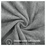 decorUhome Chenille Soft Throw Pillow Covers 18x18 Set of 2, Farmhouse Velvet Neutral Decorative Euro Pillow Covers with Stitched Edge for Couch Sofa Bed Home Decor, Neutral Gray