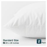 White Classic Luxury Hotel Collection Zippered Style Pillow Cover, 200 Thread Count, Soft Quiet Zippered Pillow Protectors, Standard Size, Set of 2 Pillow Shams