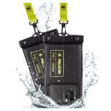 Pelican 2 Pack Marine - IP68 Waterproof Phone Pouch (Regular Size) Floating Waterproof Phone Case - Beach Cruise Ship Travel Essentials - Works w/All Phones - Detachable Lanyard - Black/Hi-Vis Yellow