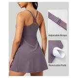 Medium UGA Tennis Dress for Women Athletic Golf Workout Dress with Built-in Shorts and Bra, Adjustable Straps & Pockets Mauve