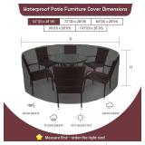 RICHIE Waterproof Round Patio Furniture Covers - 600D UV Resistant & Anti-Fading, All Weather Outdoor Table and Chairs Set Cover (62\"D x 28\"H), Tear Resistant, Black