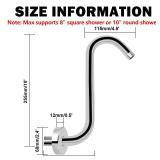 NearMoon S Shaped Shower Head Riser Arm, Shower Extender Arm with Flange, Standard 1/2\" Connection- Bathroom Accessory, 10 Inch (1 Pack, Chrome)