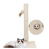 Woochpet 34ââ Tall Cat Scratching Post with Premium Sisal Rope for Indoor Scratcher Post Tree for Indoor Cat Toy with Mouse Hole, Hanging Ball for Adult Cats and Kittens(Beige)