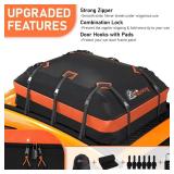 Asinking Car Roof Bag Rooftop top Cargo Carrier Bag 21 Cubic feet Waterproof for All Cars with/Without Rack, Includes Anti-Slip Mat, 10 Reinforced Straps, 6 Door Hooks, Luggage Lock