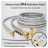 Giraffe Tools Garden Hose 50ft x 5/8\", 304 Stainless Steel Metal Water Hose, No Kink Garden Water Hose with 9 Pattern Spray Nozzle, Flexible, Lightweight, Kink Free Hose for Yard, Outdoor