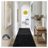 Ophanie Runner Rug for Hallway, 2x6 Bedroom Black Runner Rugs, Non Slip Fluffy Soft Shaggy Bedside Carpet for Kids Girls Boys Home Decor Aesthetic, Dorm Nursery