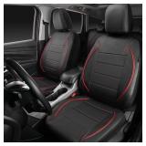 CAR PASS Universal FIT Piping Leather Car Seat Cover, for suvs,Van,Trucks,Airbag Compatible,Inside Zipper Design and Reserved Opening Holes (Full Set, Black and Red)