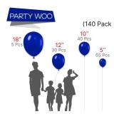 PartyWoo Royal Blue Balloons 140 pcs Different Sizes of 18 12 10 5 Inch Dark Blue Matte Balloon Arch Kit Garland for Graduation 4th of July Baby Shower Birthday Party Decorations Blue-Y59