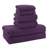 MOONQUEEN Ultra Soft Microfiber Coral Velvet Towel Set - Quick Drying - 1 Bath Towels, 1 Hand Towels, 2 Washcloths - Plum