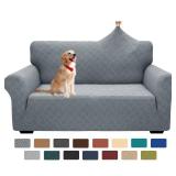YEMYHOM Couch Cover Latest Jacquard Design High Stretch Sofa Covers for 2 Cushion Couch, Pet Dog Cat Proof Loveseat Slipcover Non Slip Elastic Furniture Protector (Medium, Leaf Pattern Light Gray)