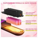 Cordless Hair Straightener for Women, Go Brush Pro Rechargeable Electric Hot Straightener Comb, Portable Mini Heated Hair Straightening for Travel (Black)