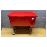 Red outdoor cooler "used"