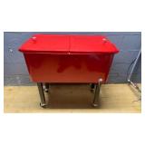 Red outdoor cooler "used"