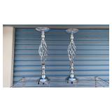 Elegant Crystal Lattice Candlesticks - Set of 2 - Retail: $45