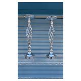 Elegant Crystal Lattice Candlesticks - Set of 2 - Retail: $45