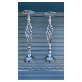 Tall Mercury Glass Lattice Candlesticks - Retail: $45