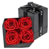 Immortal Fleur Preserved Roses In A Box, Preserved Flowers, Forever Roses Box, Mom Birthday Gifts, Flowers for Delivery Prime Birthday, Valentines Day Flowers for Wife, Red 4 - Retail: $7,438