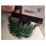 Dragon M Masquerade Mask - Green and Gold Leaf Design