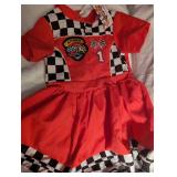 Red Racing Checkered Girls Dress