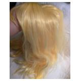 Bright Yellow Wavy Synthetic Wig with Bangs (possible Taylor Wig)