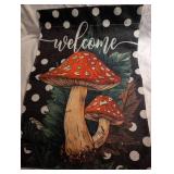Whimsical Mushroom Welcome Garden Flag