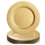 ZEAYEA 12 Pack Gold Charger Plates, 13 Inch Plastic Round Dinner Charger Plates for Wedding Party, Elegant Tabletop Decor - Retail: $29