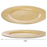 ZEAYEA 12 Pack Gold Charger Plates, 13 Inch Plastic Round Dinner Charger Plates for Wedding Party, Elegant Tabletop Decor - Retail: $29