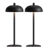 NEWSEE Cordless LED 12\ Small Table Lamps Set of 2, Modern Portable Desk Lamp, 3 Color Dimming Rechargeable Battery Lights for Bedroom, Outdoor, Restaurant, Bedside, Baby Night Light, Gifts (Black) - 